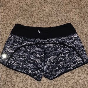 Black and White Patterned Lululemon Shorts
